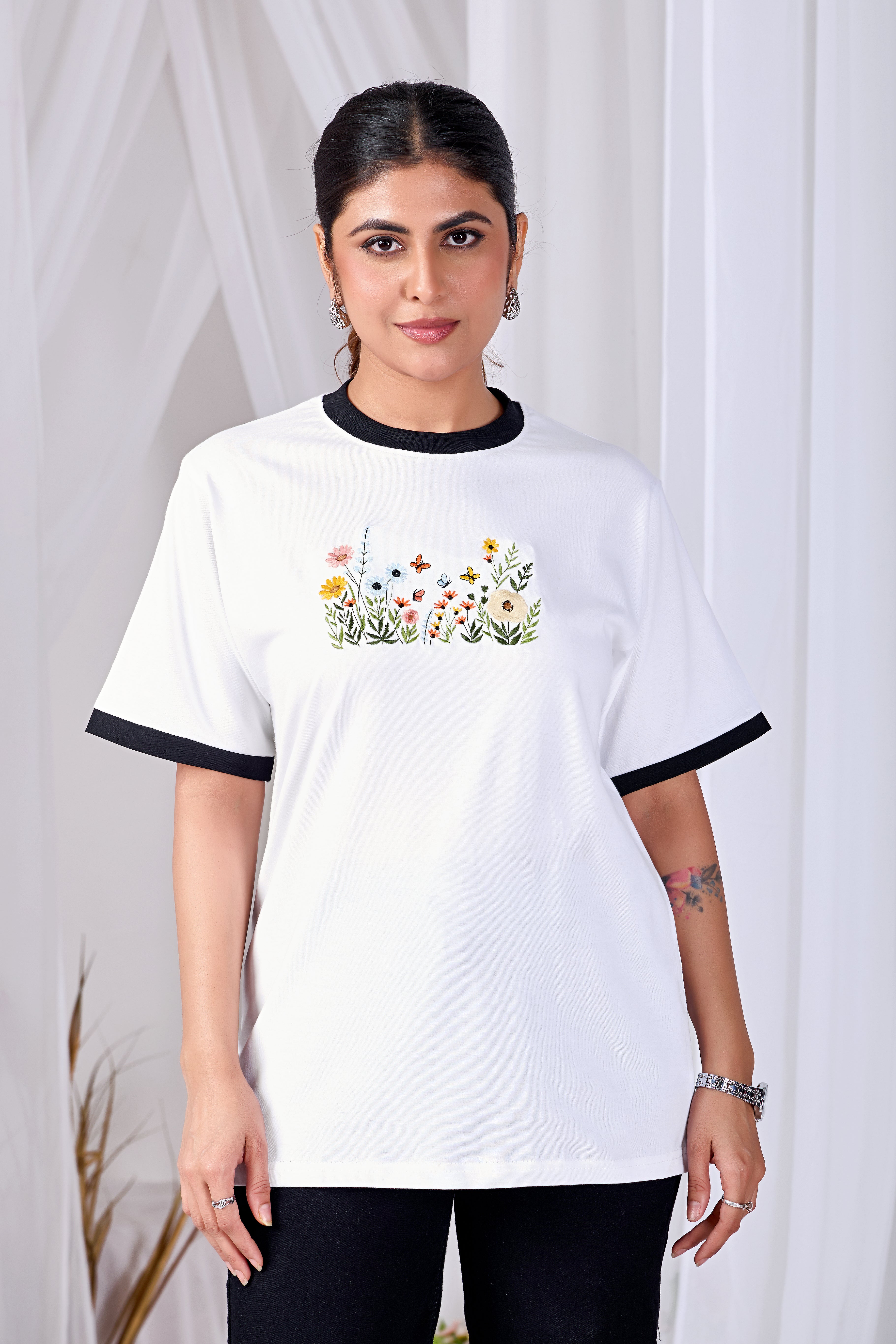 Wildflower Bloom Women’s White Oversized T-Shirt