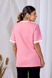 Pink Petal Glow Tee  Women’s Pink Floral Printed Cotton T-Shirt