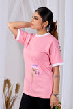 Pink Petal Glow Tee  Women’s Pink Floral Printed Cotton T-Shirt
