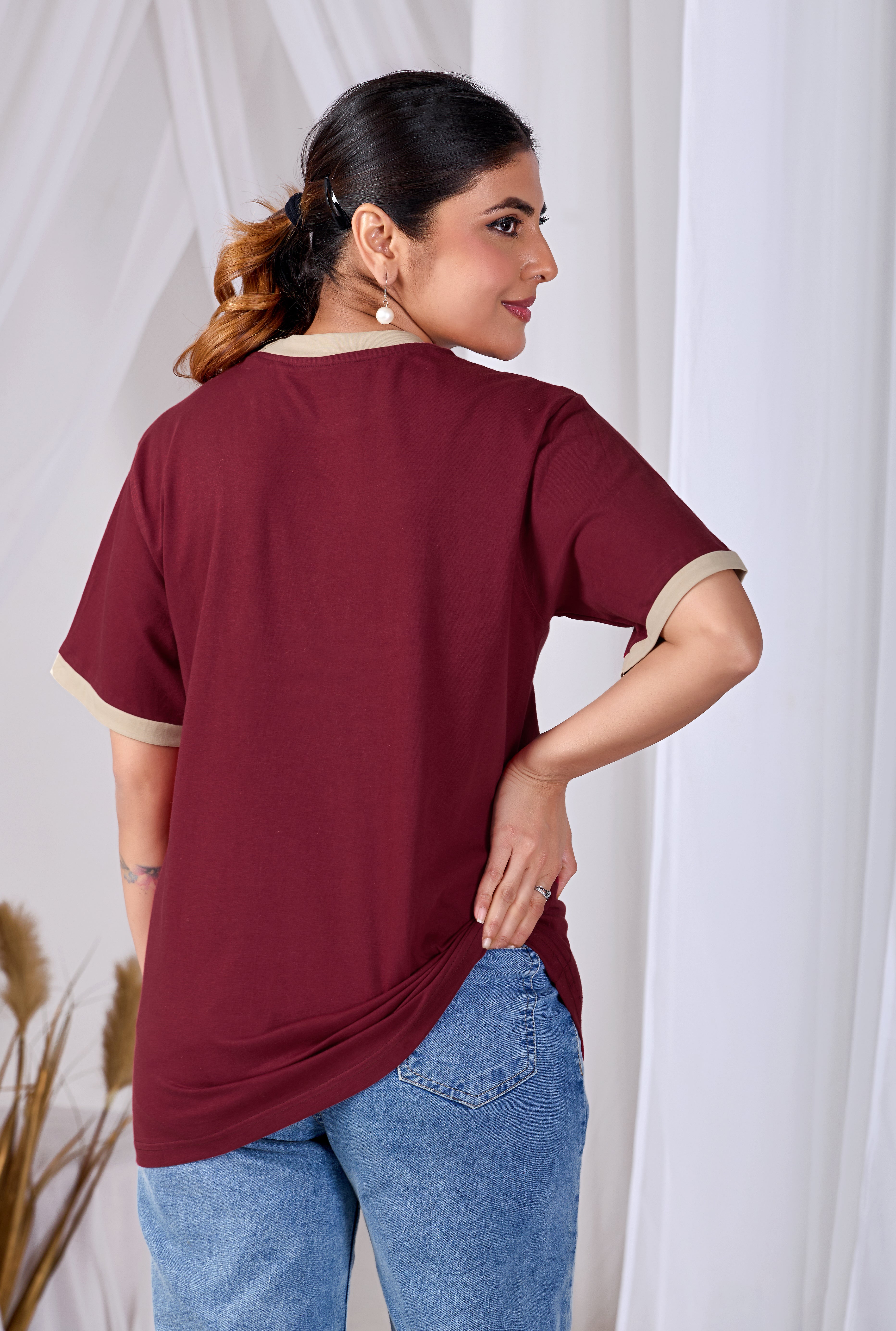 Butterfly Muse Tee  Women’s Maroon Printed Cotton T-Shirt