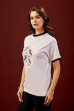 Chirpy Birds Tee  Women’s White Printed Cotton T-Shirt