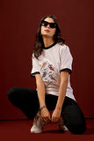 Chirpy Birds Tee  Women’s White Printed Cotton T-Shirt
