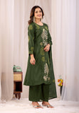 Elegant Peacock Embroidered Cotton Suit Set