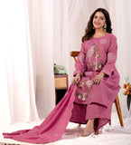 Rose Pink Embroidered Kurta Set with Dupatta