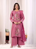 Rose Pink Embroidered Kurta Set with Dupatta