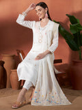 Ivory White Parampara Cotton Kurta Palazzo Set with Embroidered Dupatta