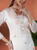 Ivory White Parampara Cotton Kurta Palazzo Set with Embroidered Dupatta