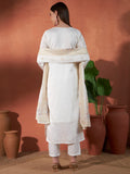 Ivory White Parampara Cotton Kurta Palazzo Set with Embroidered Dupatta