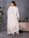 Ivory White Parampara Cotton Kurta Palazzo Set with Embroidered Dupatta