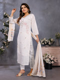 Ivory White Parampara Cotton Kurta Palazzo Set with Embroidered Dupatta