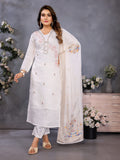 Ivory White Parampara Cotton Kurta Palazzo Set with Embroidered Dupatta
