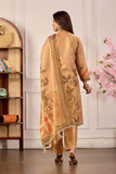Beige Erode Silk Kurta Pant Set with Erode Silk Dupatta